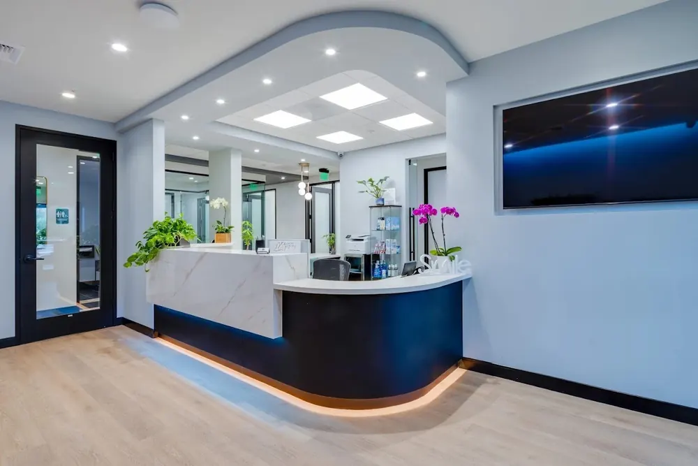 Reception area at Oak Tree Dental in Poway, CA where new patients check in